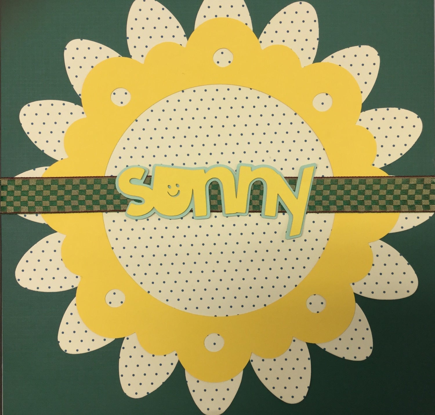 Premade Page SUNNY FLOWER (1) 12"x12" Scrapbook @Scrapbooksrus