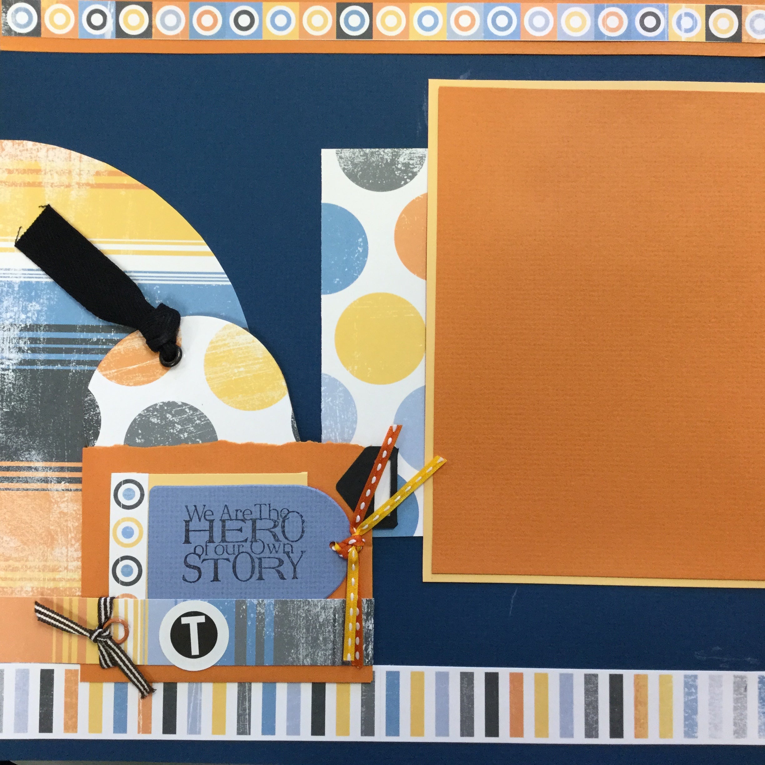 Premade Page HERO STORY (1) 12"x12" Scrapbook Scrapbooksrus