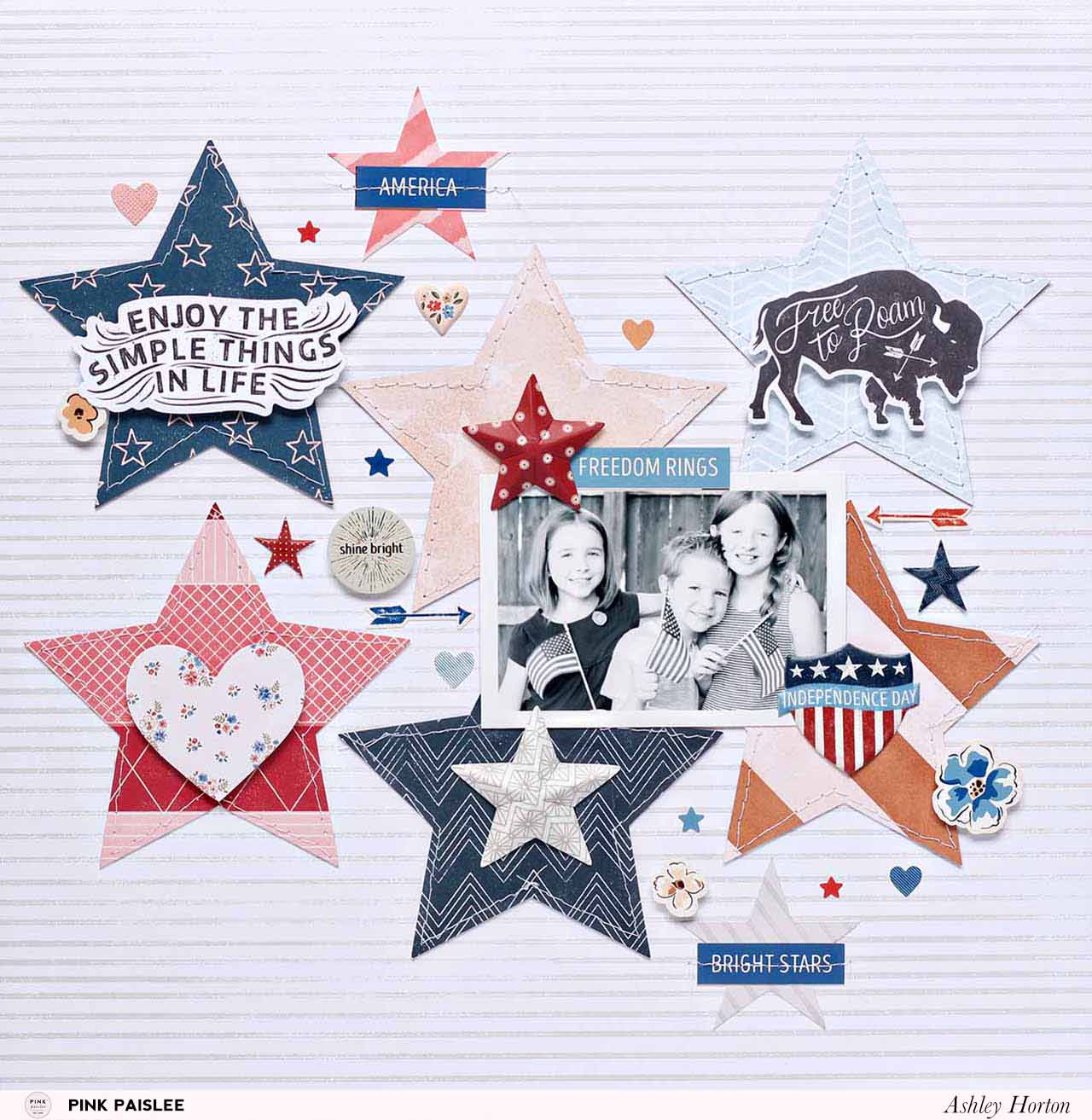 Pink Paislee SWEET FREEDOM 05 12"X12" Scrapbook Paper