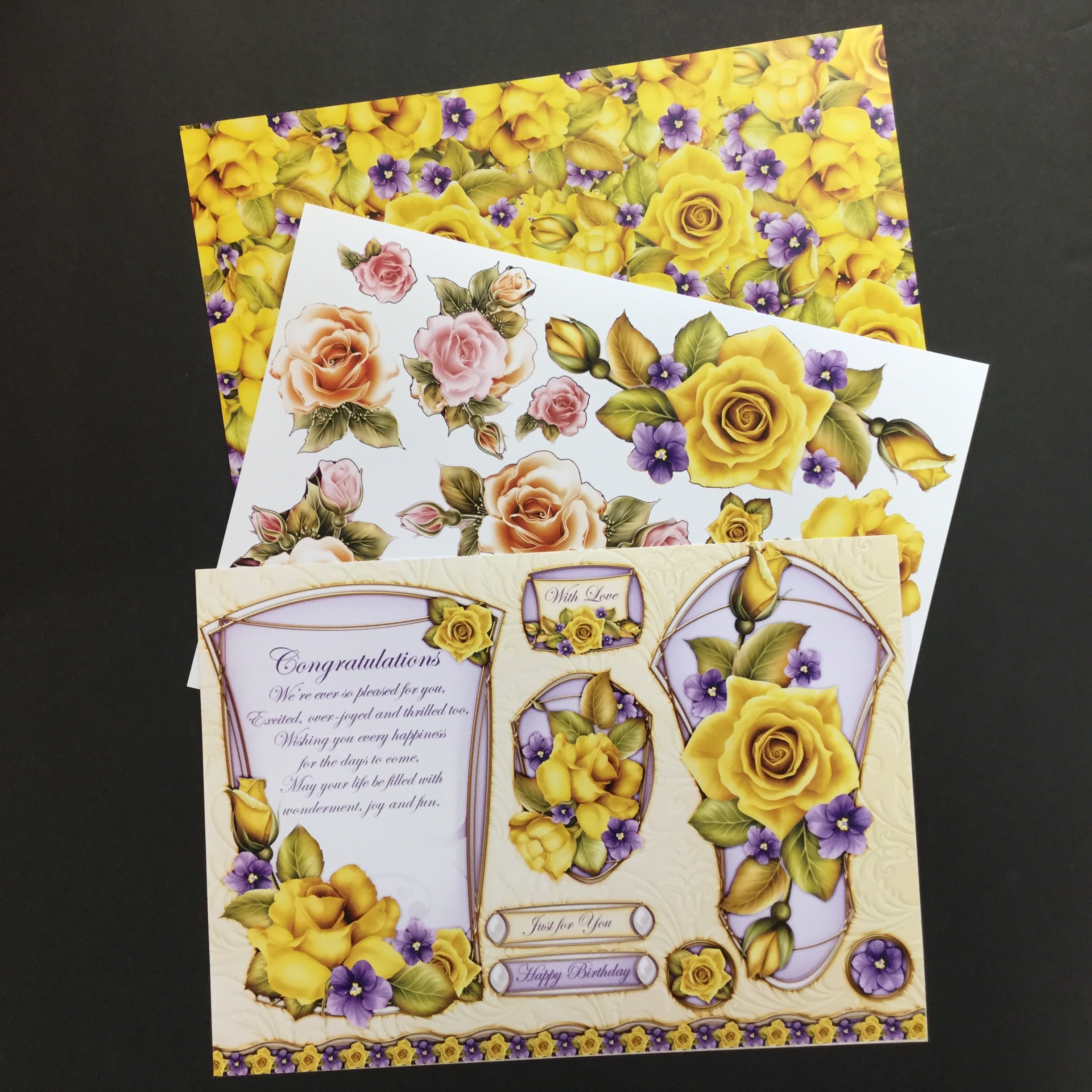 Floral Card Making CUT-OUTS 3pc Scrapbooksrus