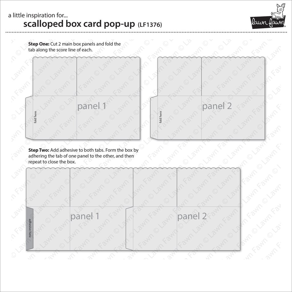 Lawn Fawn SCALLOPED BOX CARD POP-UP Custom Craft Die 14 pc