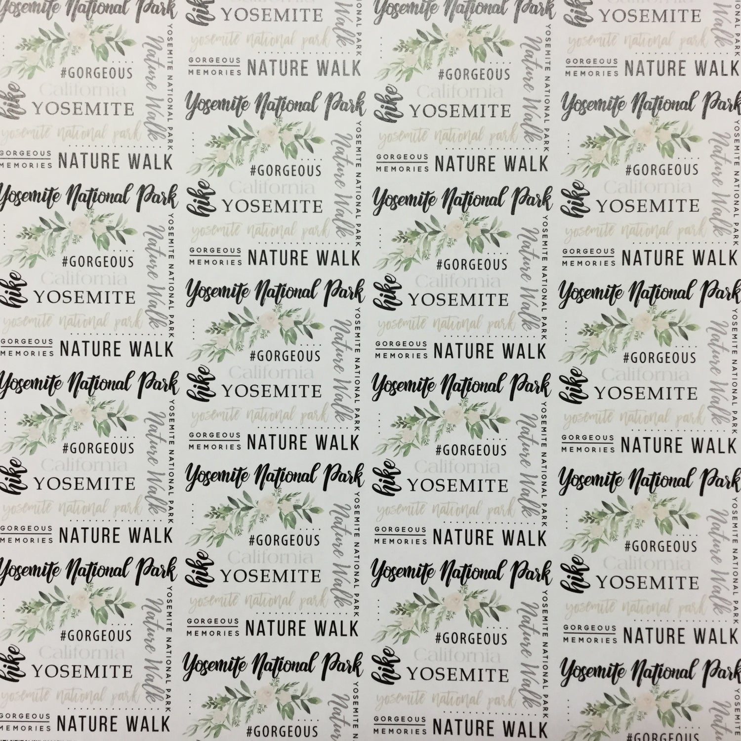 YOSEMITE NATIONAL PARK Words Plaid 12"X12" Scrapbook Paper Scrapbooksrus