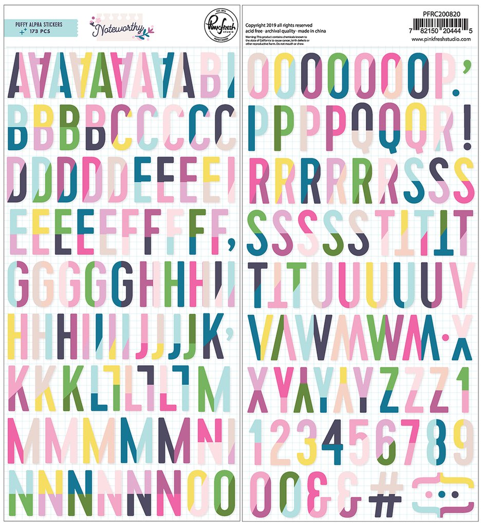 Pinkfresh Studio Noteworthy PUFFY ALPHA STICKERS 173pc. Scrapbooksrus