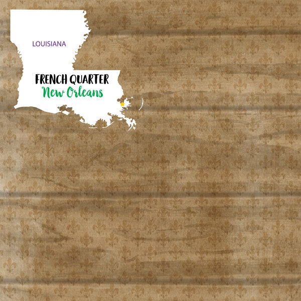 Louisiana FRENCH QUARTER NEW ORLEANS Watercolor 12"X12" Scrapbook Paper Scrapbooksrus