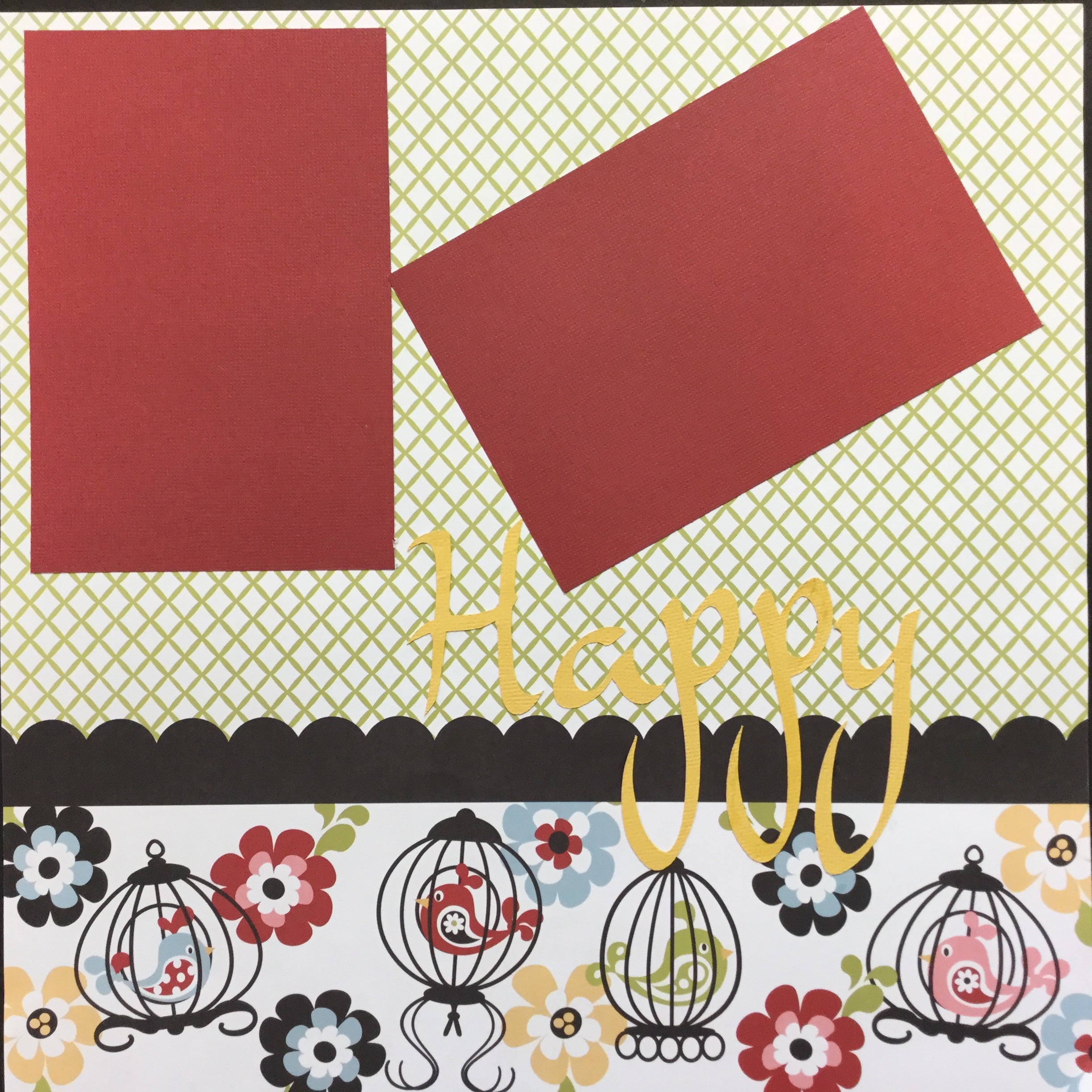 Premade HAPPY BIRTHDAY BIRDS (2) 12”X12” Scrapbook Pages Scrapbooksrus