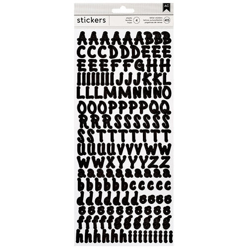 American Crafts Thickers BLACK Alphabet Stickers 4 Sheets Scrapbooksrus