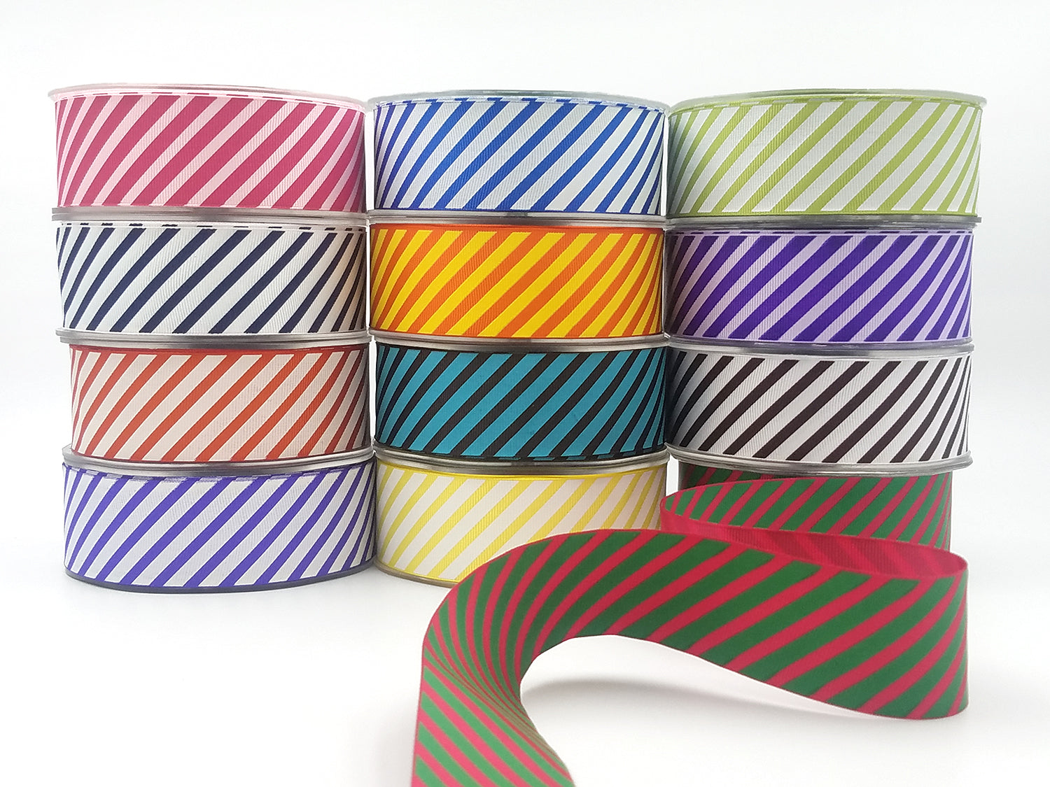 May Arts 1.5” Grosgrain Diagonal STRIPED RIBBON 1 yard Scrapbooksrus