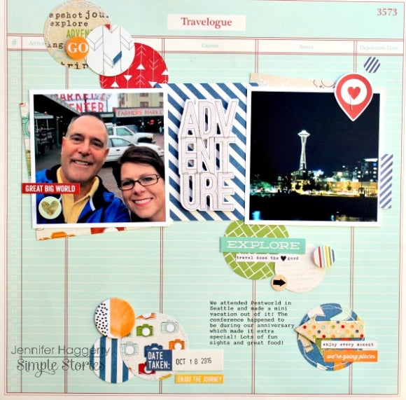 Simple Stories Travel Notes 3x4 ELEMENTS 12x12 Scrapbook Paper Scrapbooksrus