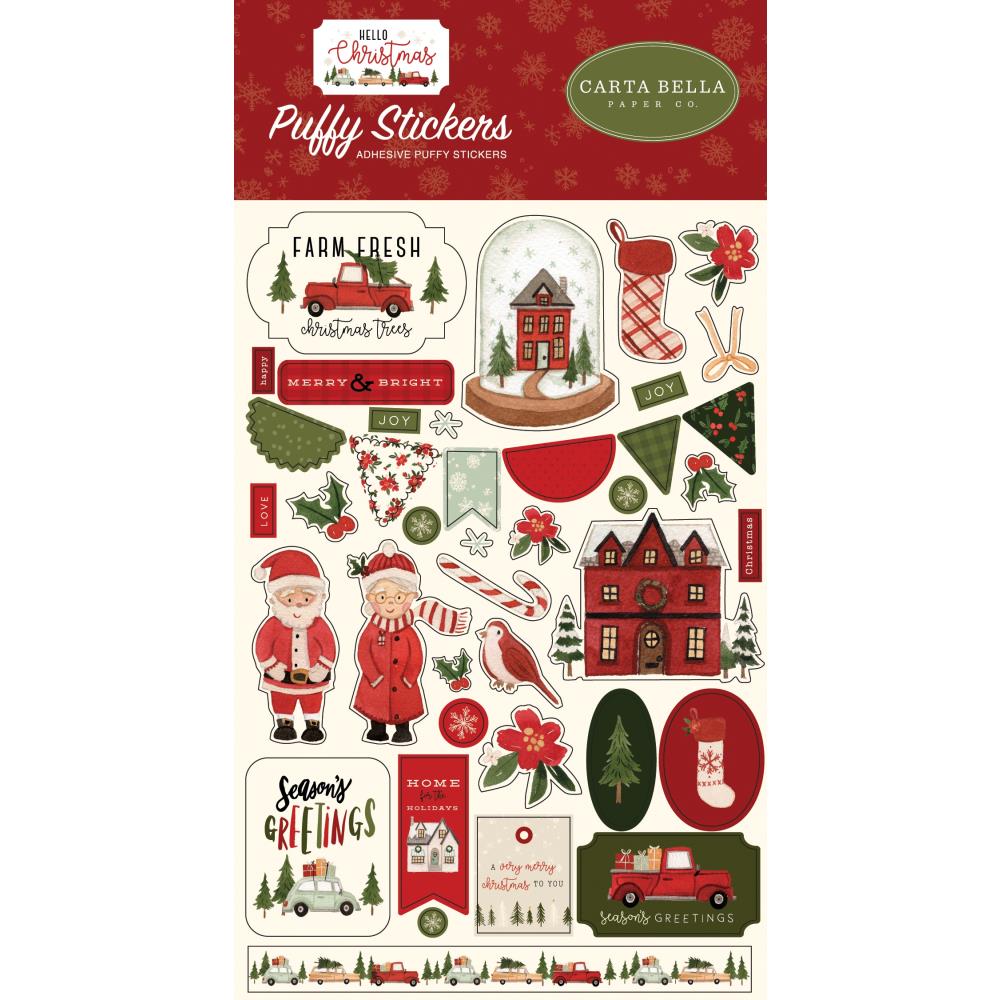 Echo Park Hello Christmas PUFFY STICKERS 39pc Scrapbooksrus
