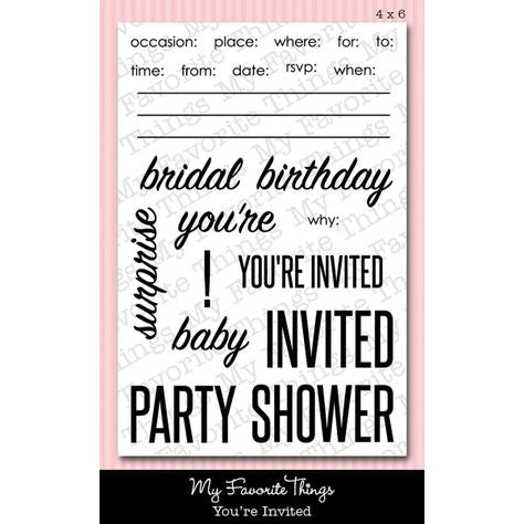 My Favorite Things YOU’RE INVITED Clear Stamps 22pc. Scrapbooksrus