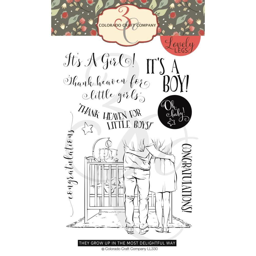Colorado Craft Company Lovely Legs BABY CONGRATS Rubber Stamp 4x6Scrapbooksrus