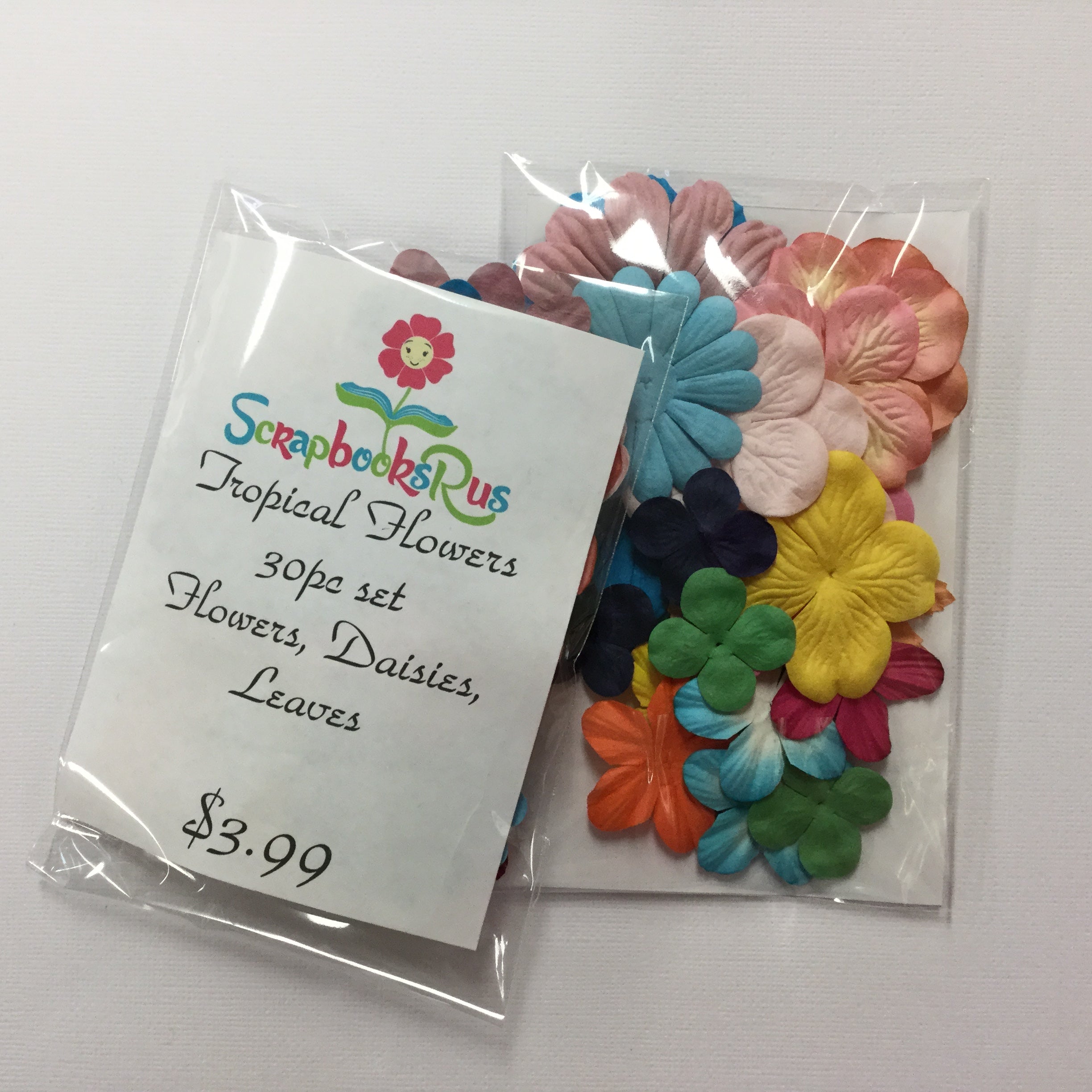 Tropical Flowers 30pc Set Flowers Daisies Leaves Scrapbooksrus