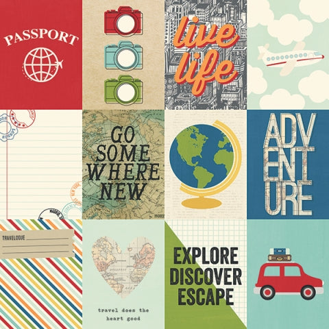 Simple Stories Travel Notes 3x4 ELEMENTS 12x12 Scrapbook Paper Scrapbooksrus