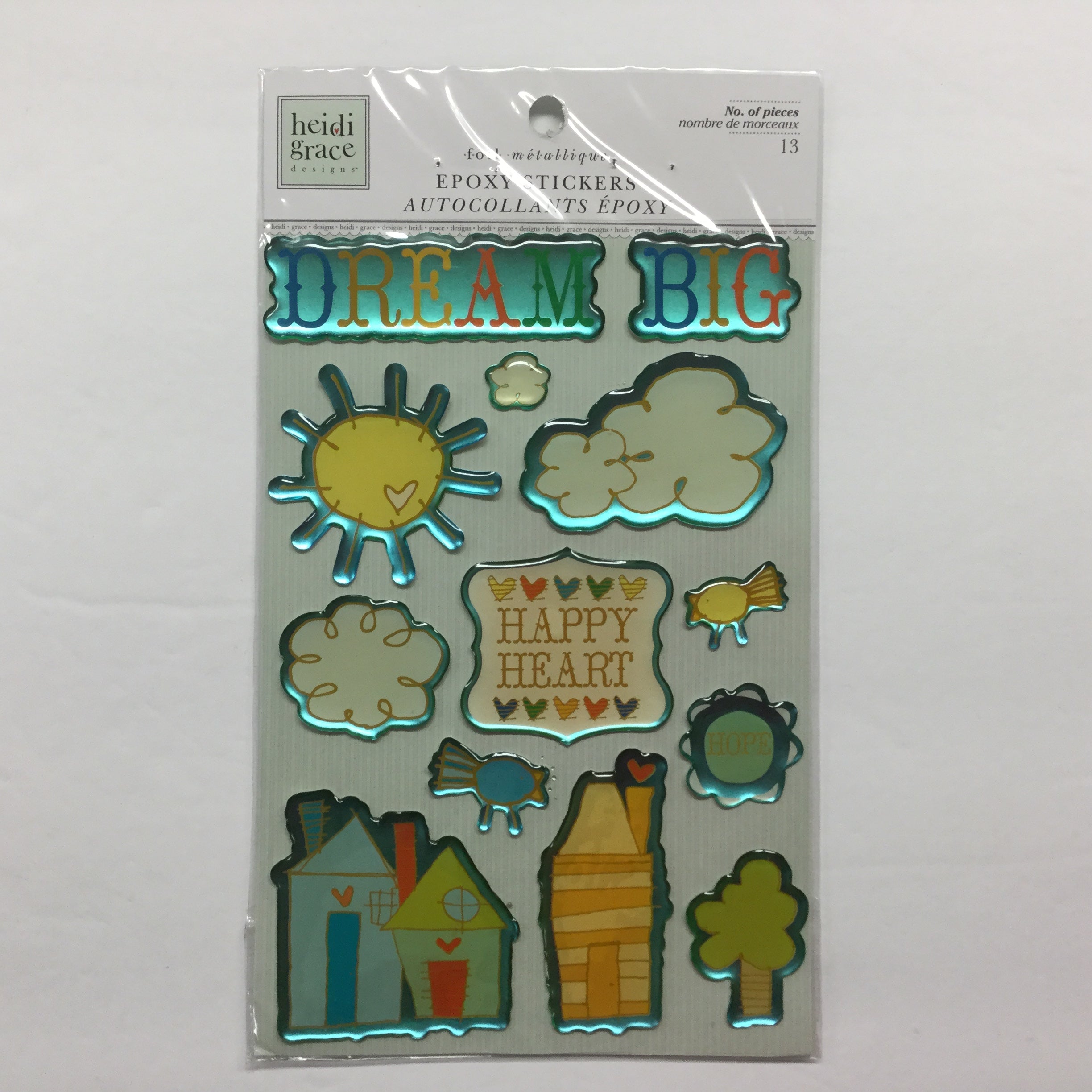 Heidi Grace Designs ONE SUNNY DAY Foil Epoxy Stickers 13pc Scrapbooksrus