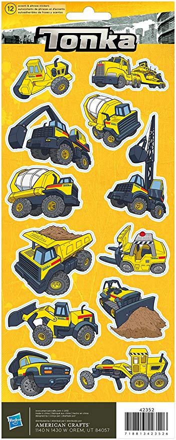 American Crafts Tonka CONSTRUCTION TRUCKS Stickers 12pc Scrapbooksrus