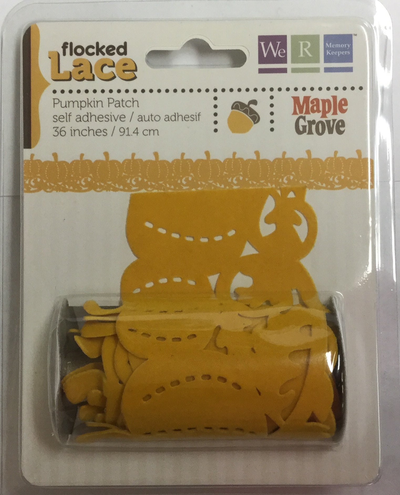 We R Pumpkin Patch MAPLE GROVE Flocked Lace Self Adhesive Scrapbooksrus