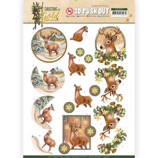 Amy Design CHRISTMAS IN GOLD 3D Push Out Diecuts Scrapbooksrus