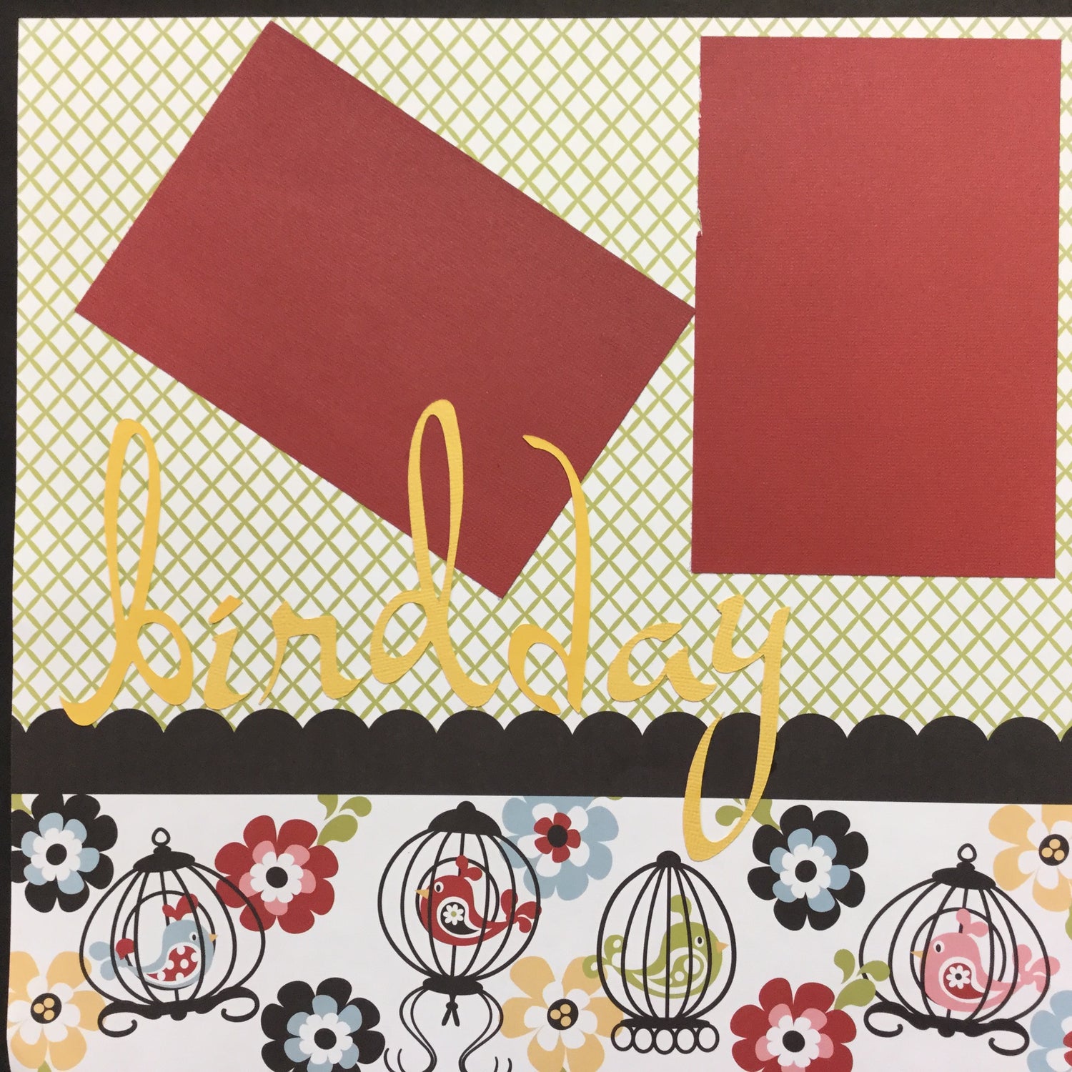 Premade HAPPY BIRTHDAY BIRDS (2) 12”X12” Scrapbook Pages Scrapbooksrus