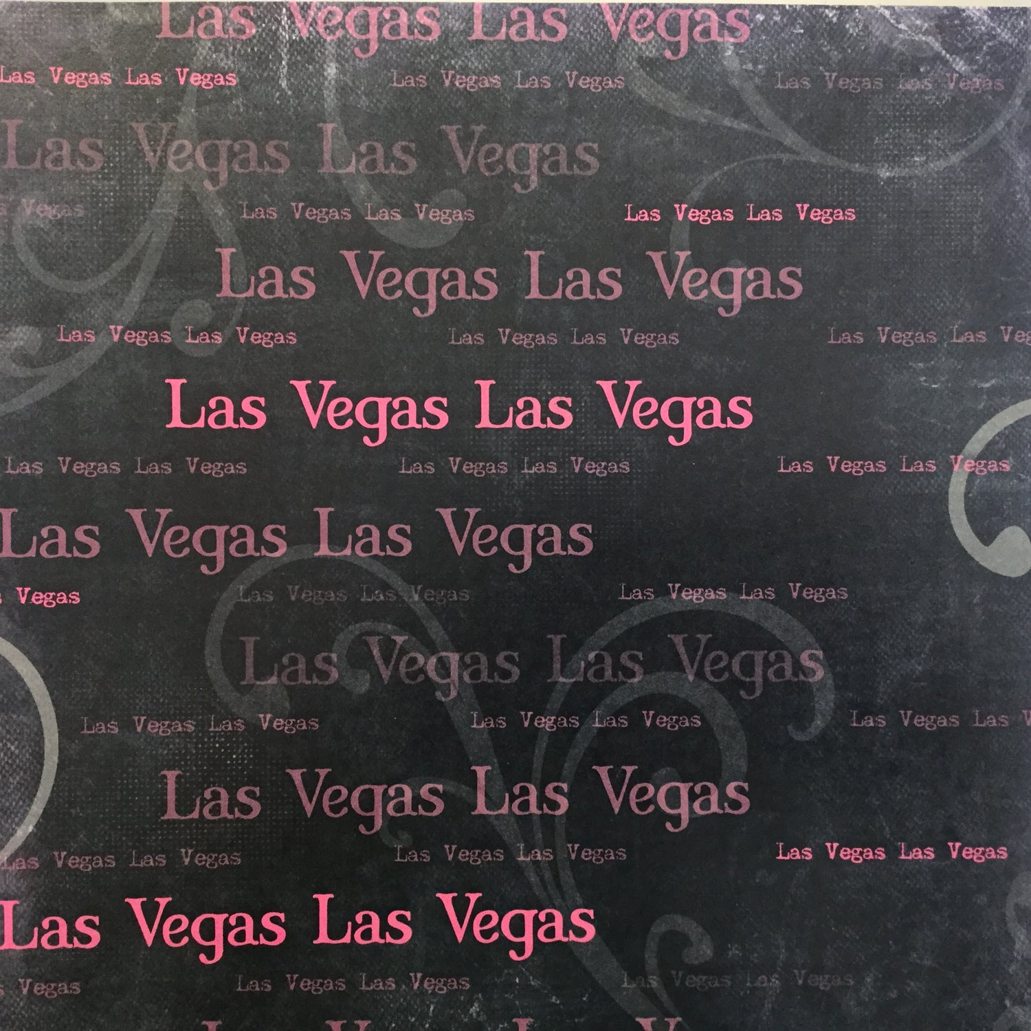 Old Antique Words LAS VEGAS PINK 12"X12" Scrapbook Paper