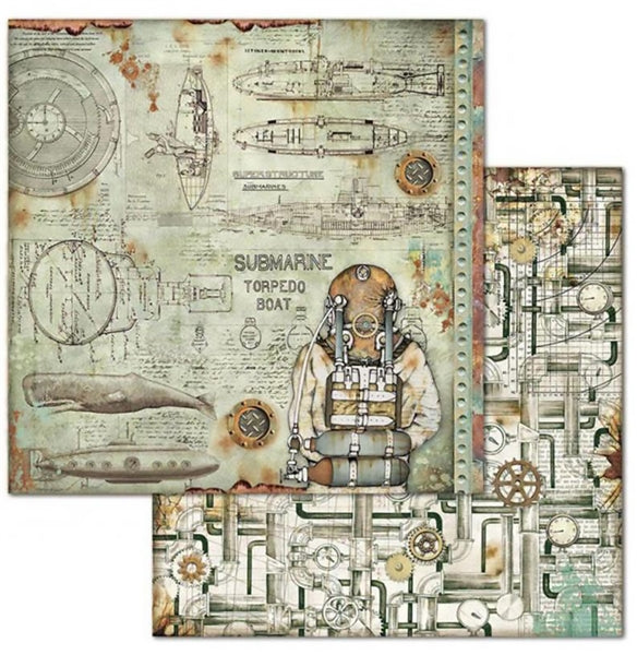 Stamperia MECHANICAL SEA WORLD 12"X12" Paper Pad Scrapbooksrus