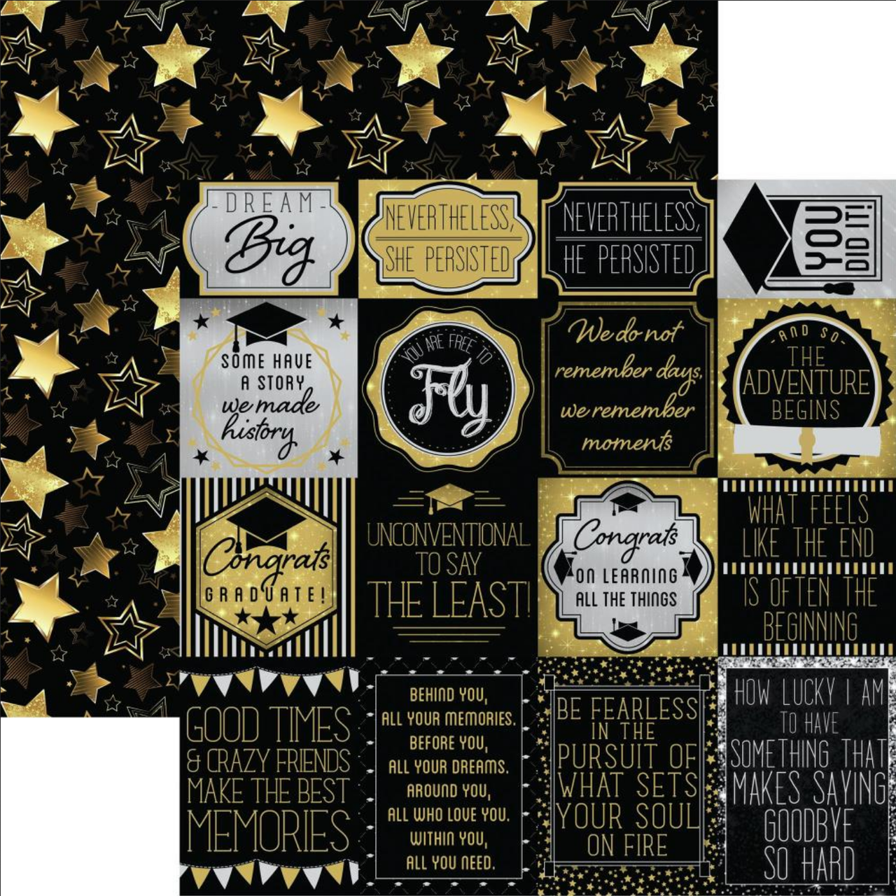 Reminisce GRADUATION Scrapbook Paper Pack 2pc Scrapbooksrus