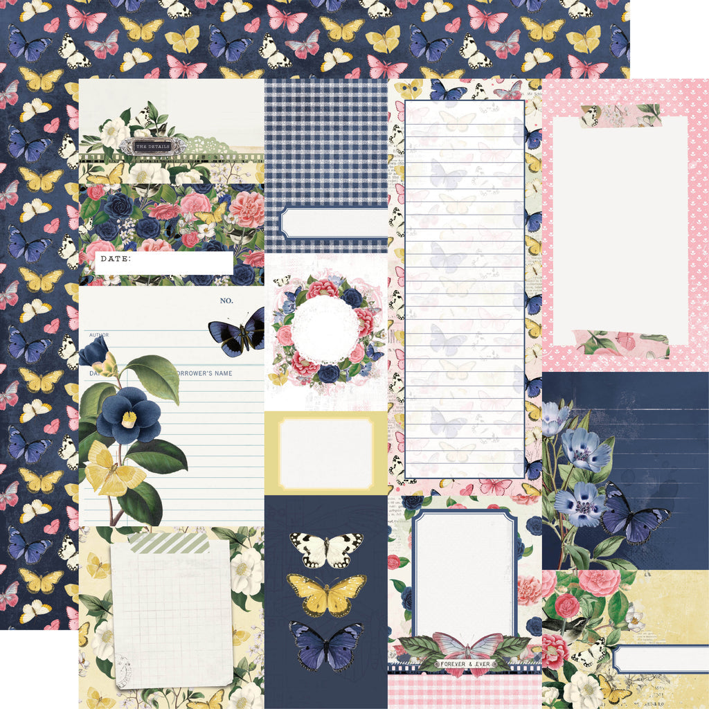Simple Stories Simple Vintage INDIGO GARDEN Chipboard Stickers 30pc Scrapbooksrus