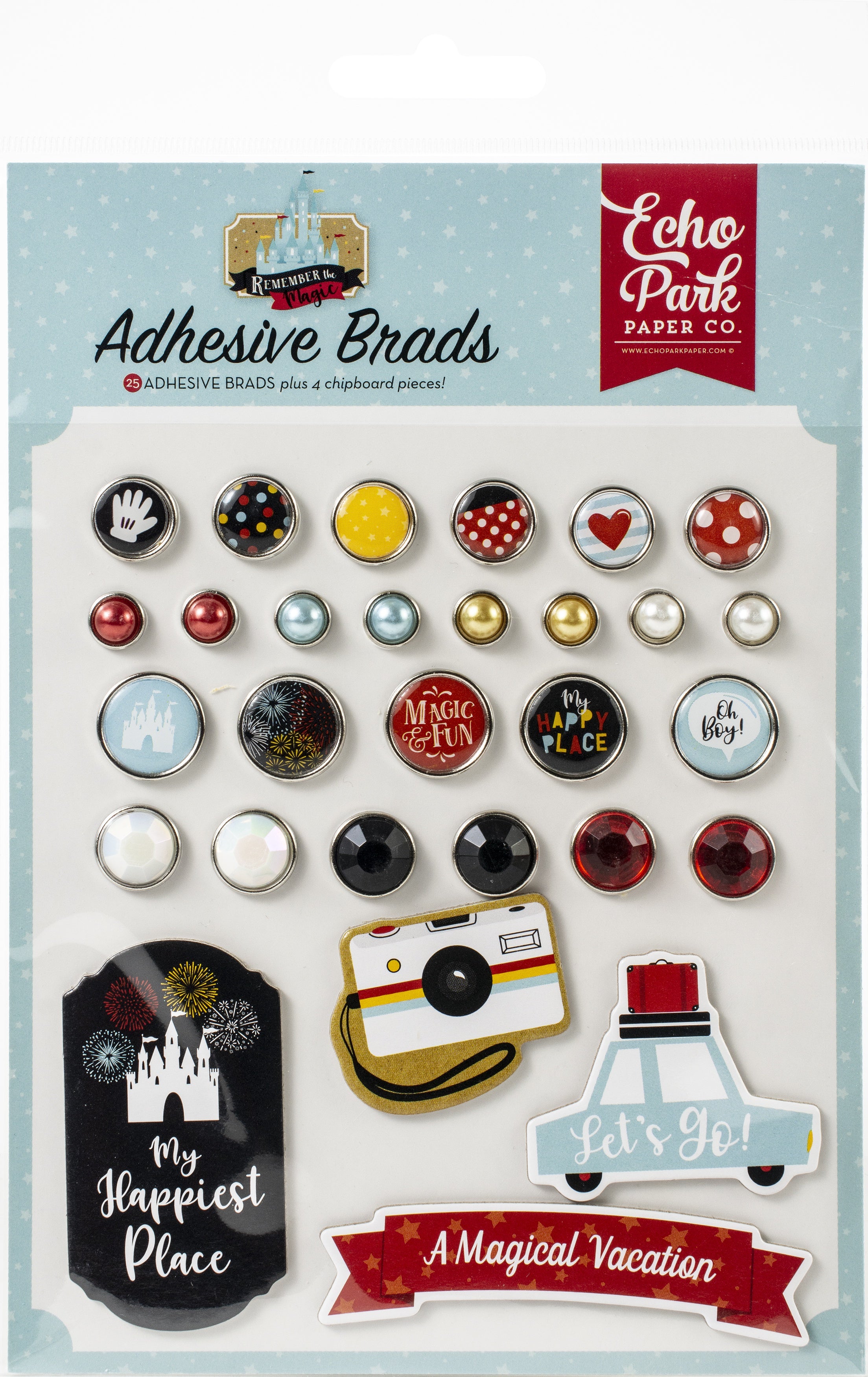 Echo Park REMEMBER THE MAGIC Adhesive Brads 25pc Scrapbooksrus