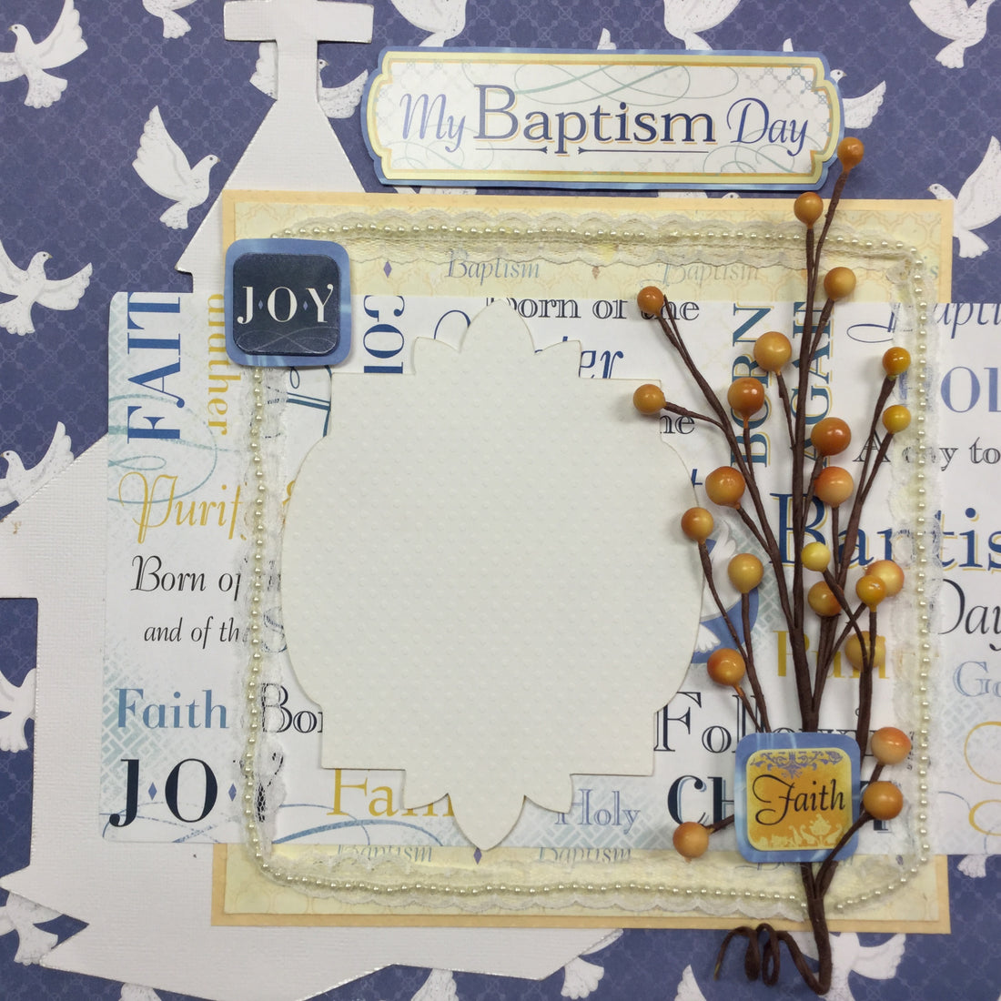 Premade Page MY BAPTISM DAY 12&quot;x12&quot; Scrapbook Scrapbooksrus 