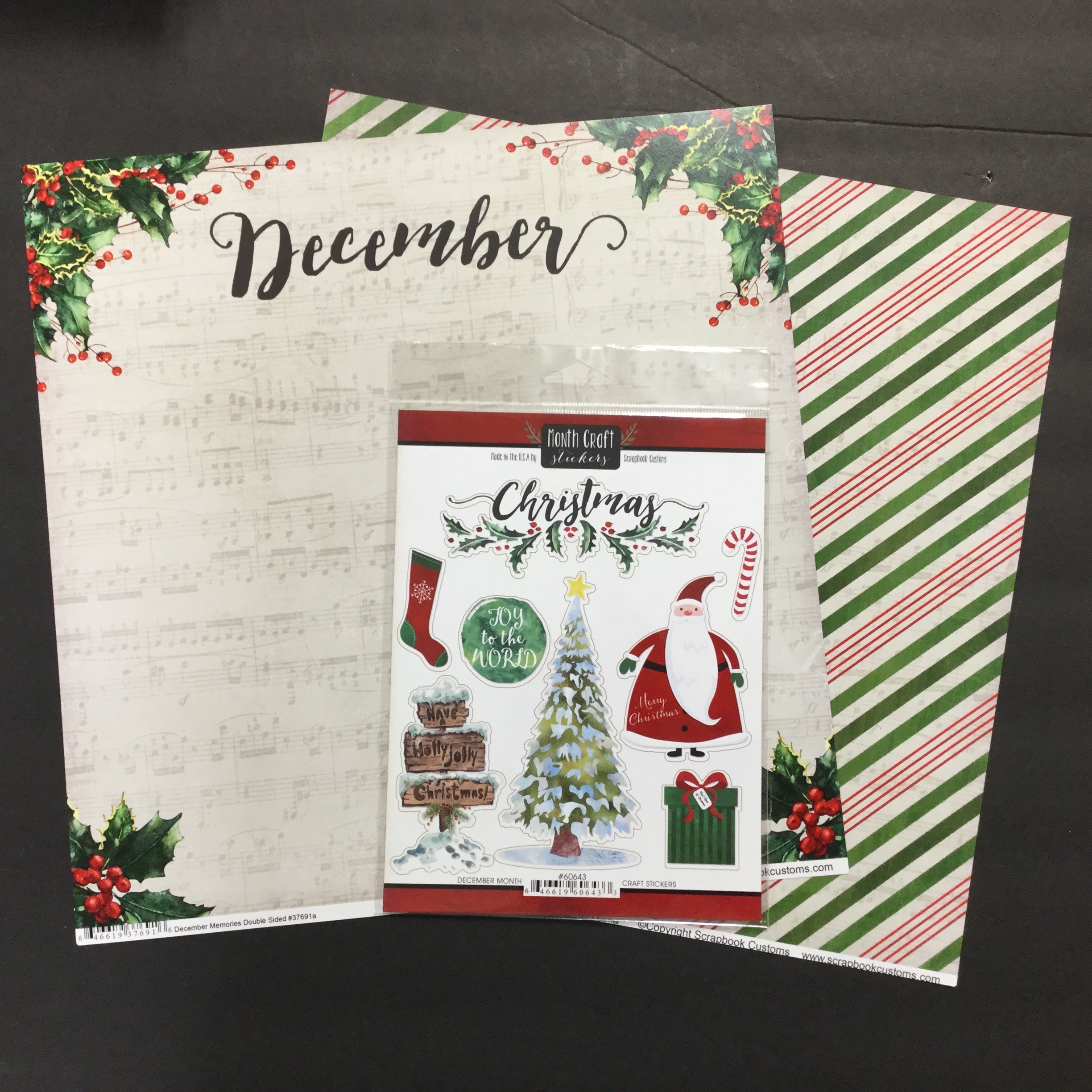 Scrapbook Customs DECEMBER MEMORIES Paper Pack 3pc Scrapbooksrus