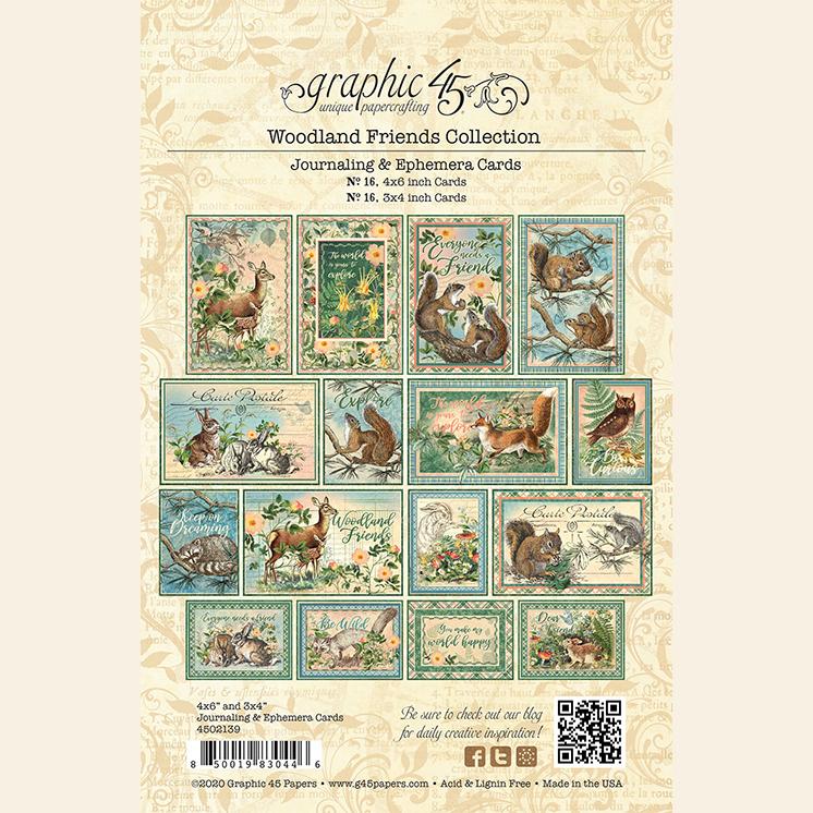 Graphic 45 3x4 & 4x6 WOODLAND FRIENDS Journaling and Ephemera Cards Scrapbooksrus