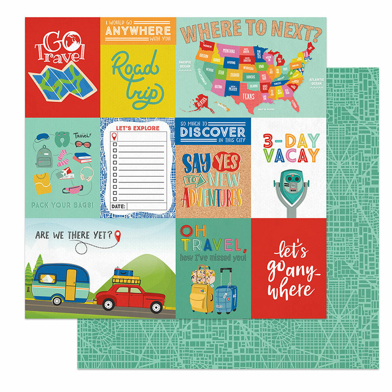 Photoplay TIME TO TRAVEL Collection 12X12 Scrapbook Paper Scrapbooksrus