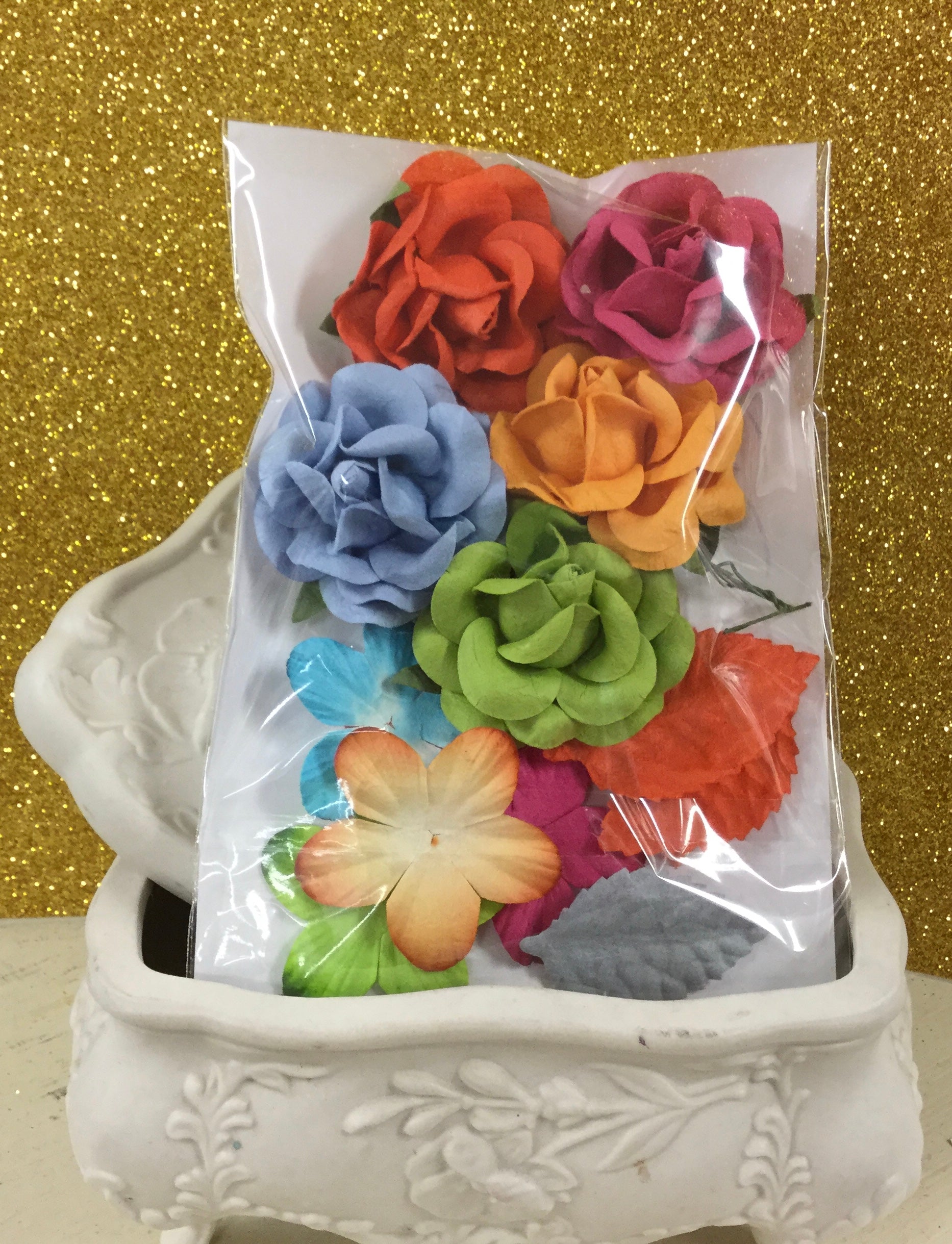 Sweet Roses Flowers and Leaves 15pc Scrapbooksrus