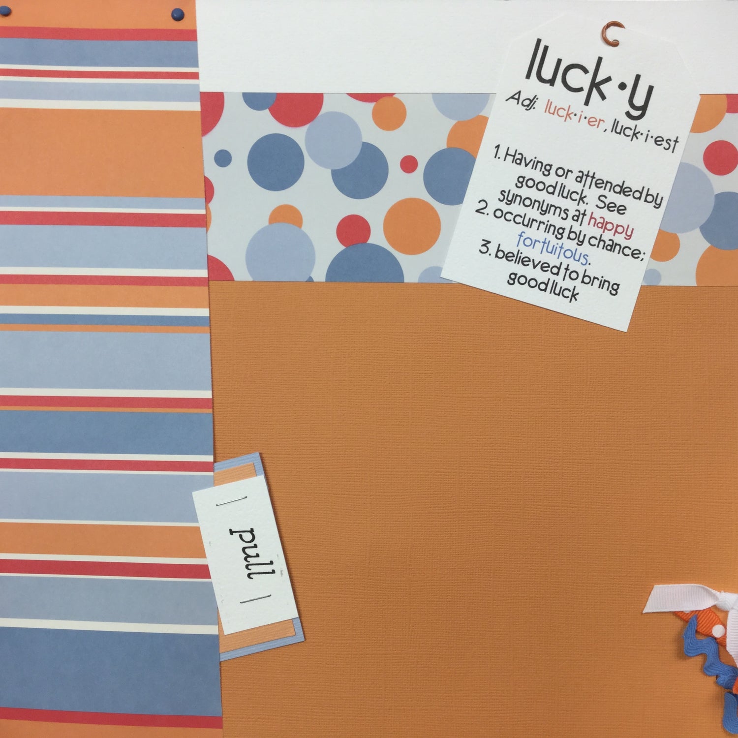 Premade LUCKY STRIPES& CIRCLES (2) 12”X12” Scrapbook Pages Scrapbooksrus