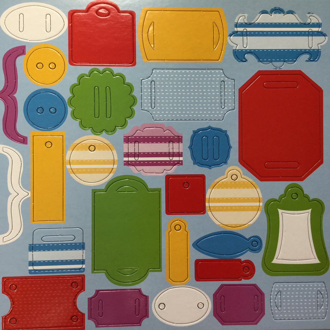 Primary Chipboard Charm Brackets & Labels 12” x 12” Sheet Scrapbooksrus