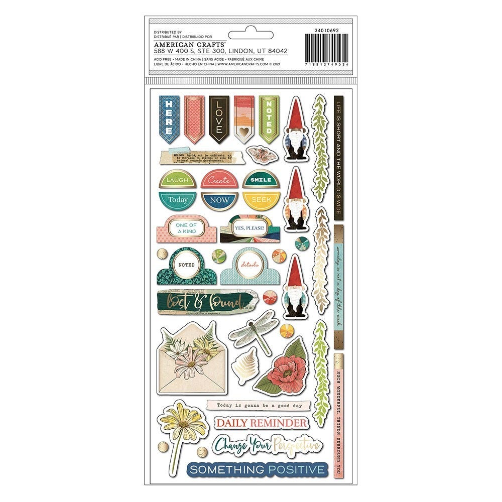 American Crafts Thickers Fernwood BEAUTIFUL DAY Foil Chipboard Stickers Scrapbooksrus