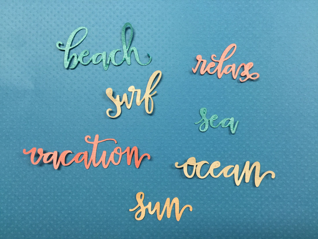 BLING BEACH Cardstock Words 6 pc. Scrapbooksrus