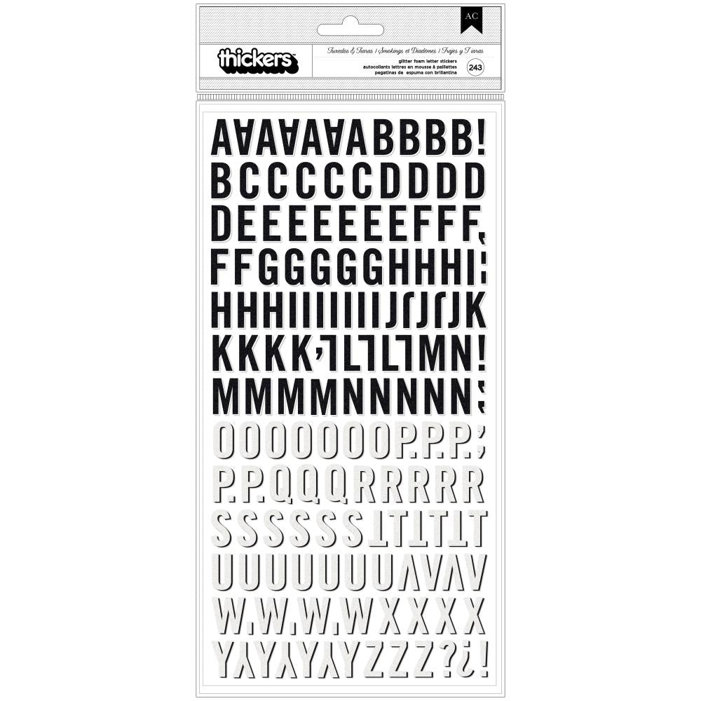 American Crafts Thickers TUXEDOS & TIARAS Glitter Foam Letter Stickers Scrapbooksrus