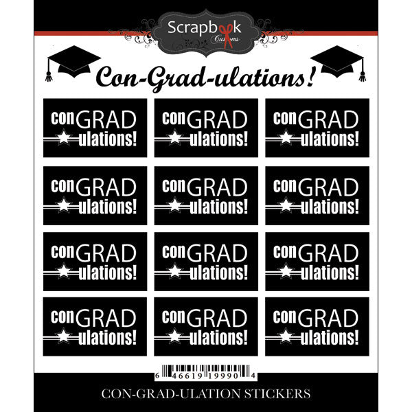 Scrapbook Customs CON-GRAD-ULATION Stickers 12pc Scrapbooksrus