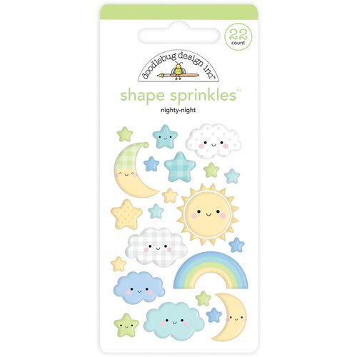 Doodlebug Special Delivery NIGHTY- NIGHT Shape Sprinkles 22pc.