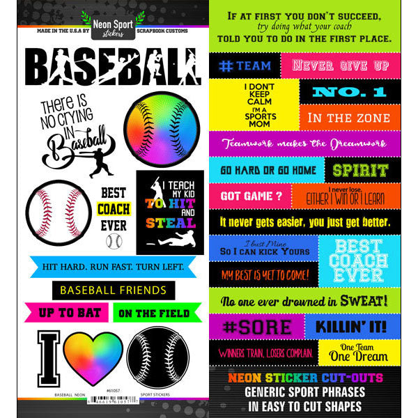 Neon Sports BASEBALL Sticker Scrapbook Customs Scrapbooksrus
