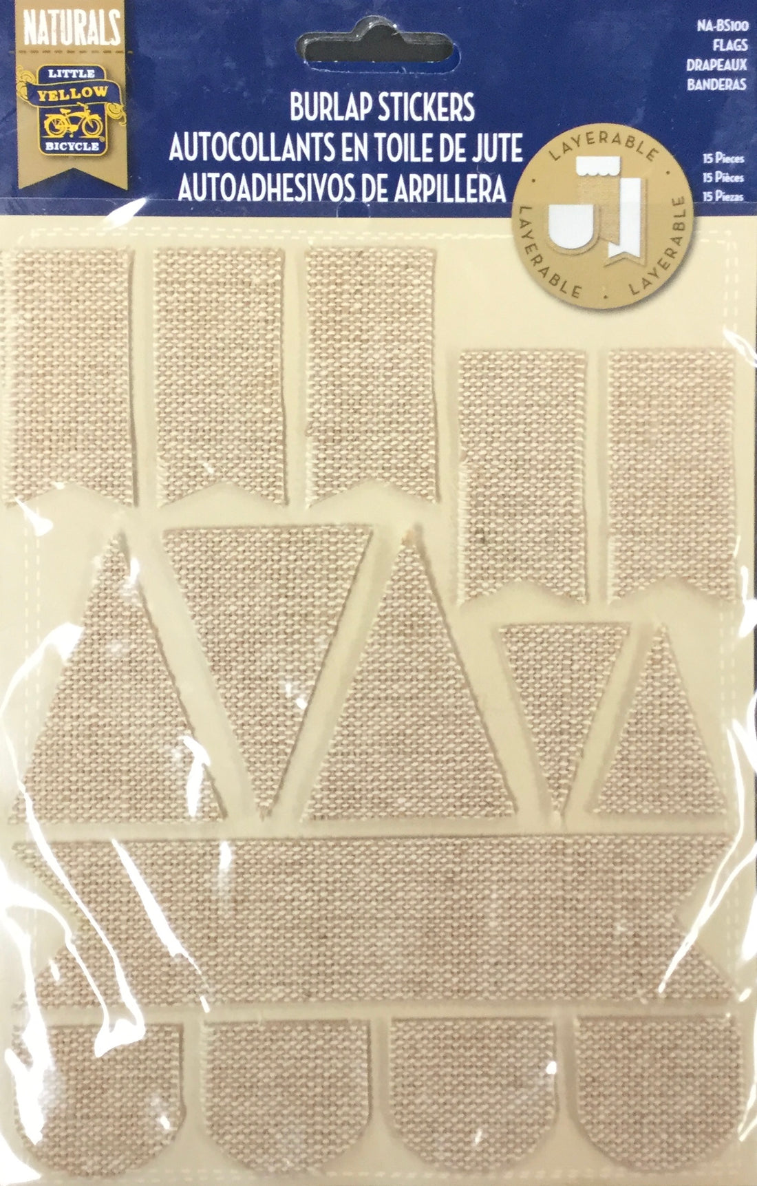 Little Yellow Bicycle Naturals FLAGS Burlap Stickers 15 pc Scrapbooksrus