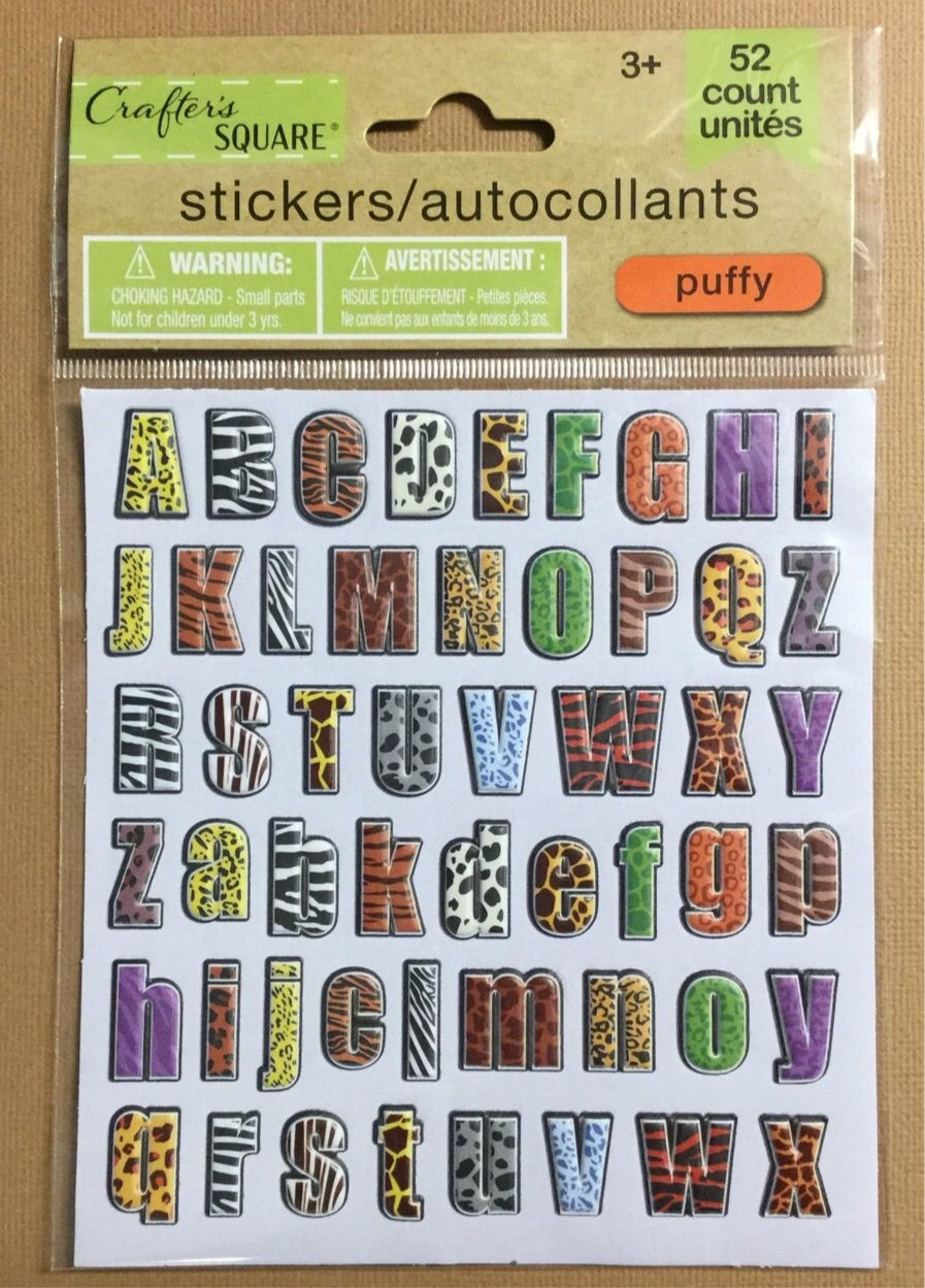 Crafter’s Square SAFARI Puffy Alphabet Stickers Scrapbooksrus