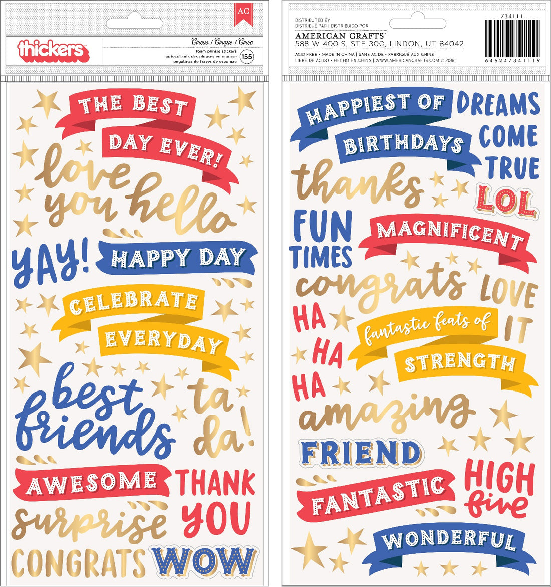 Pebbles BIG TOP DREAMS Foam Phrase Stickers Scrapbooksrus