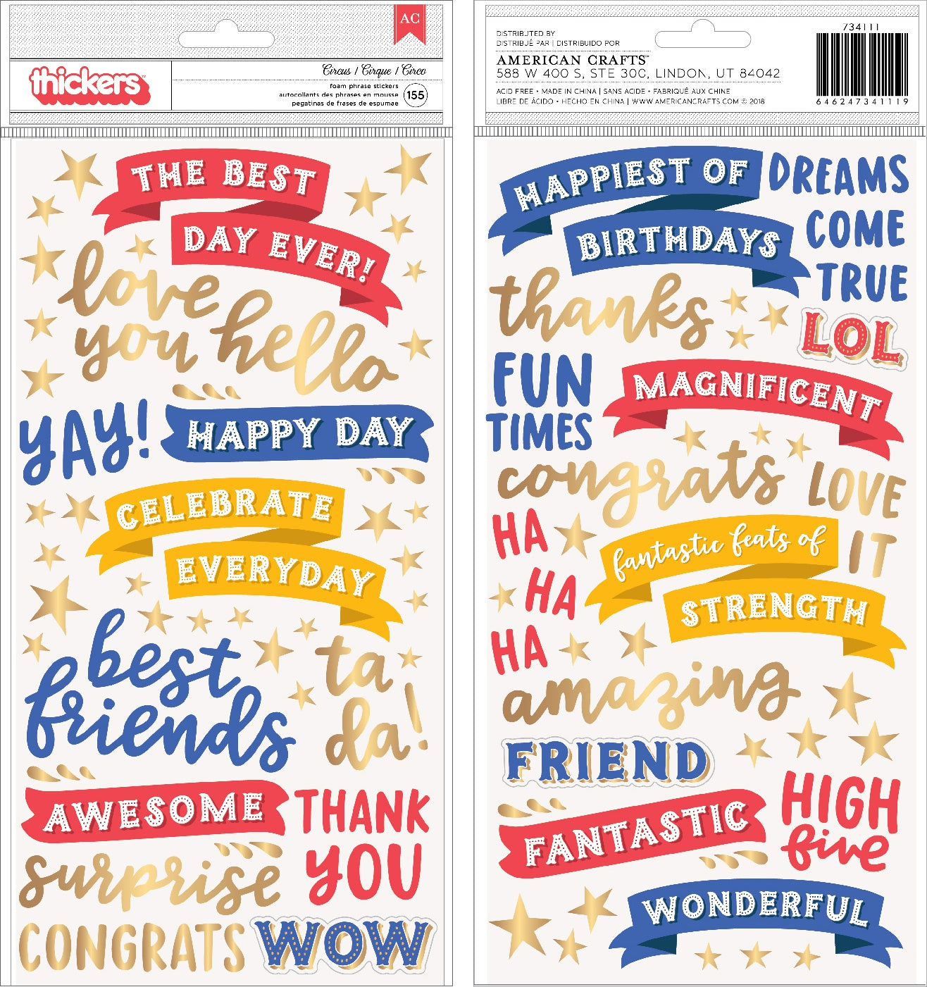 Pebbles BIG TOP DREAMS Foam Phrase Stickers Scrapbooksrus