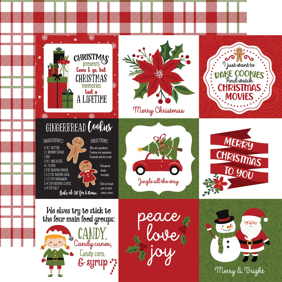 Echo Park CHRISTMAS MAGIC 4x4 JOURNALING CARDS 12”x12” Scrapbook Paper Scrapbooksrus