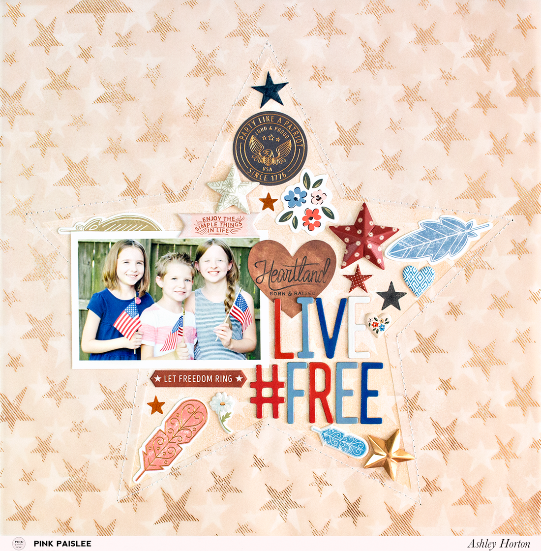 Pink Paislee SWEET FREEDOM 12 12"X12" Scrapbook Paper