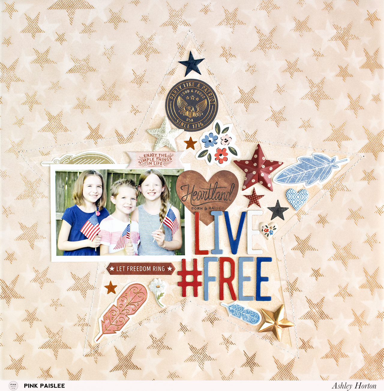 Pink Paislee SWEET FREEDOM 12 12"X12" Scrapbook Paper