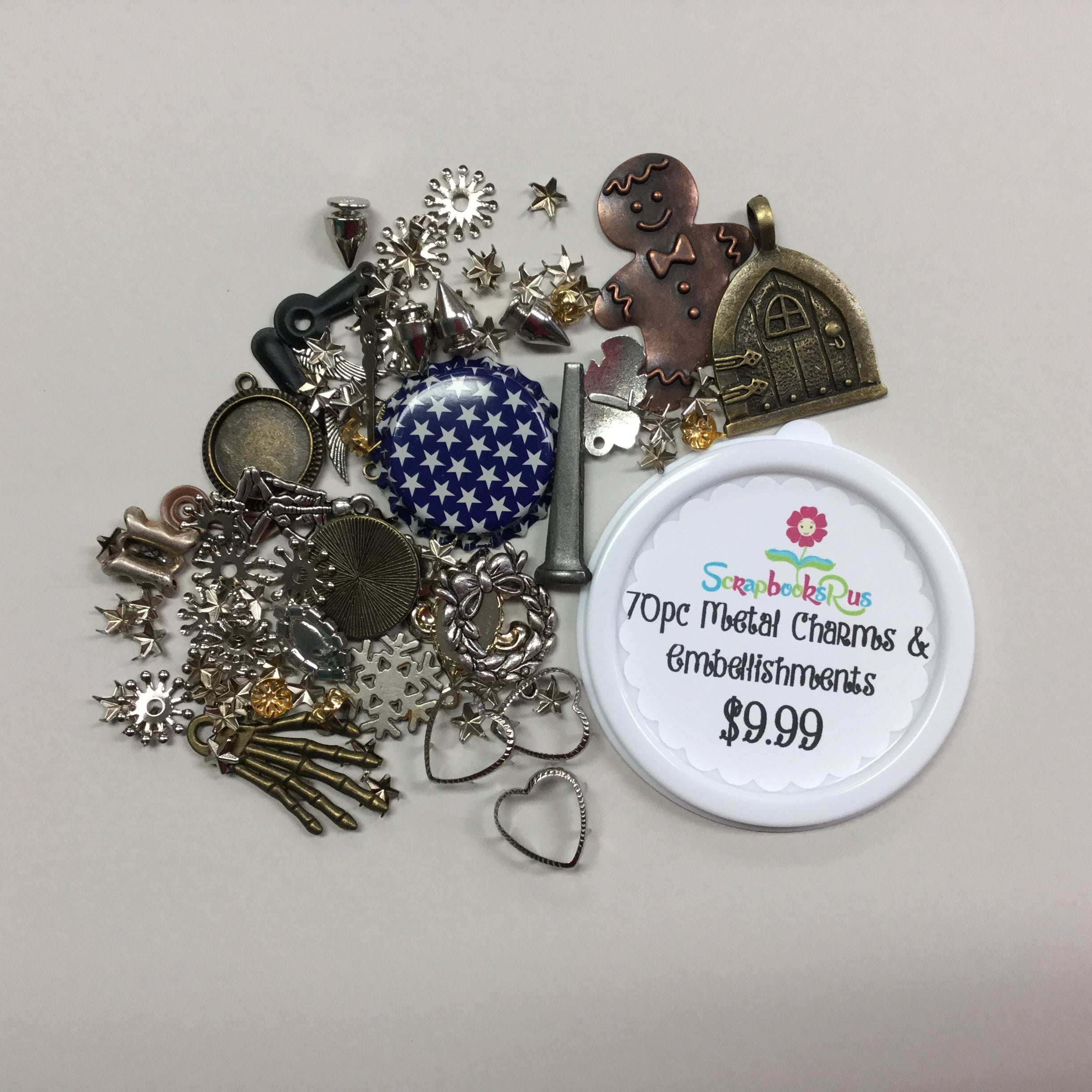 Metal Charms & Embellishments 70pc Scrapbooksrus