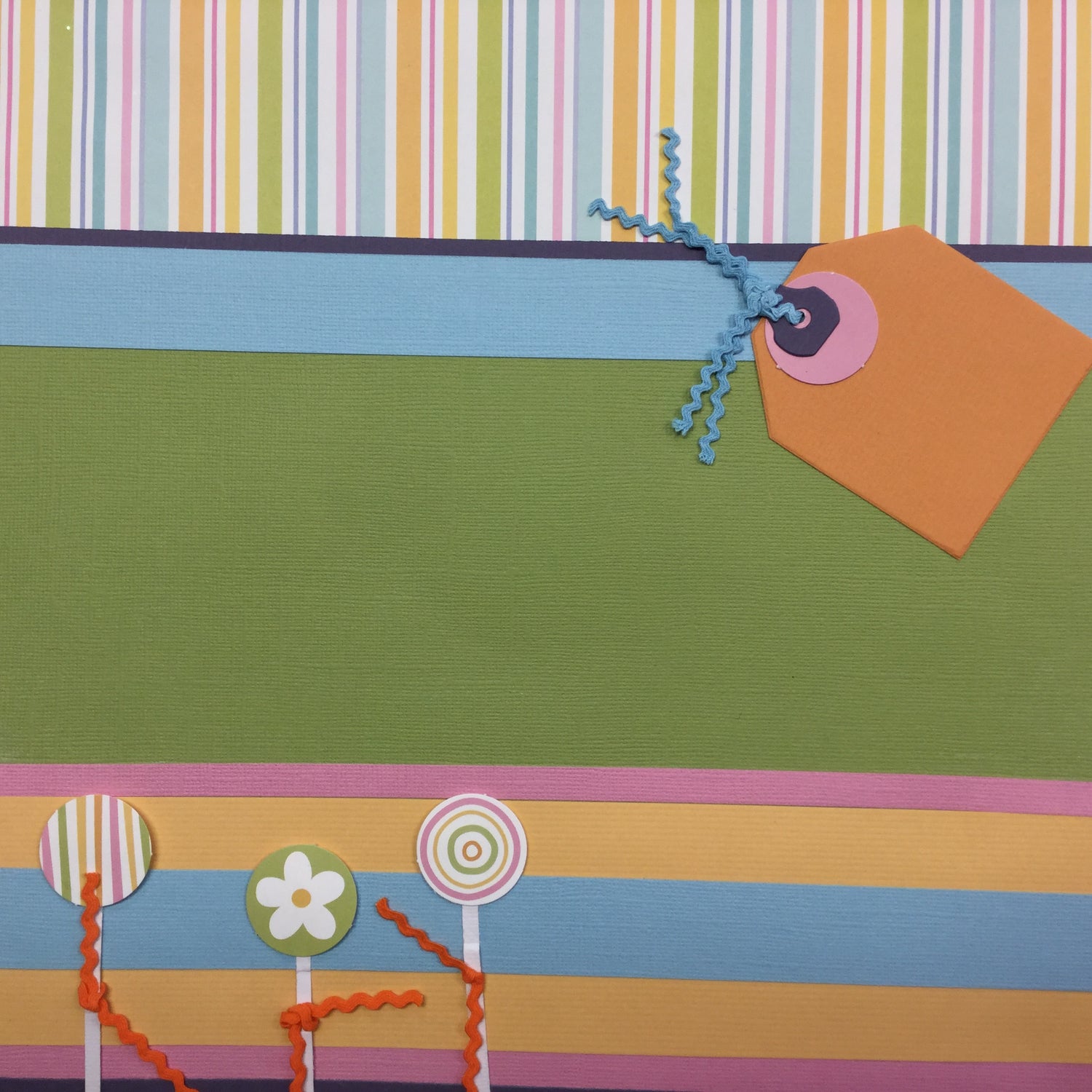 Premade Page COLORFUL STRIPES 12"x12" Scrapbook