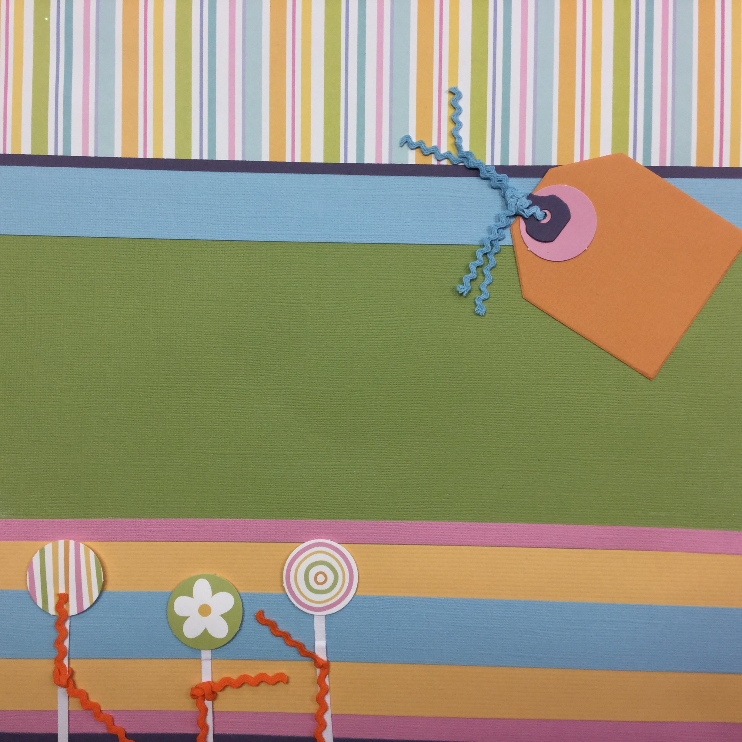 Premade Page COLORFUL STRIPES 12"x12" Scrapbook